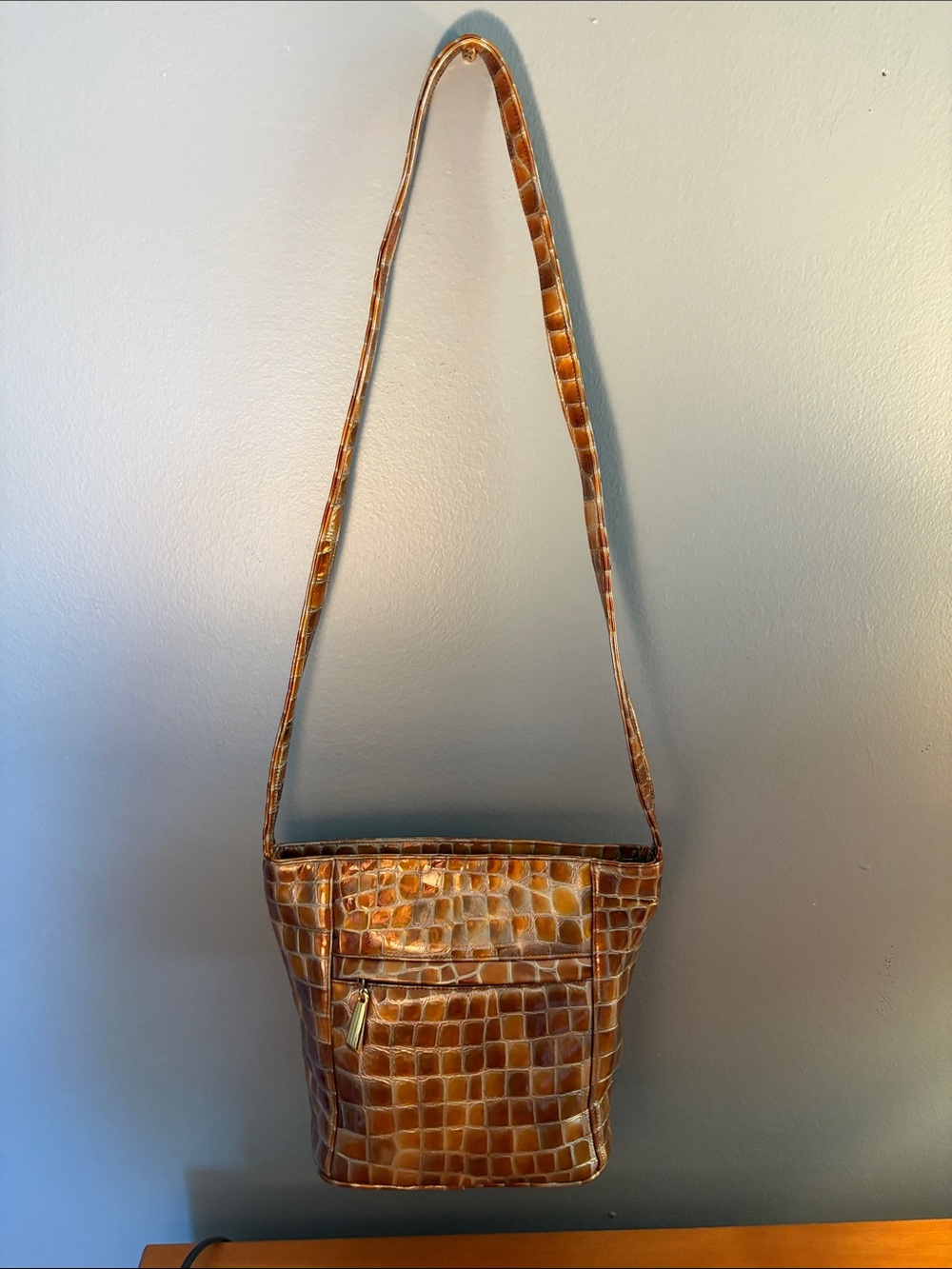 Frenchy of California Vintage 1970’s Crocodile-Embossed PVC Leather Shoulder Bag - Picture 13 of 13